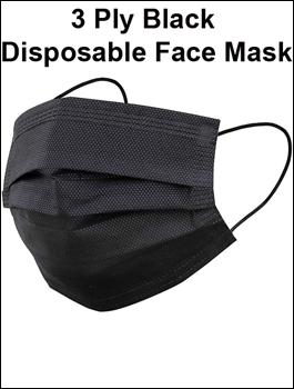 3 Ply Black Non-woven Disposable Masks - Civil USA